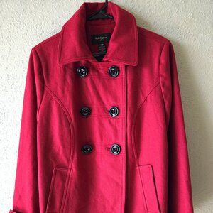 Red Double Breasted Pea Coat